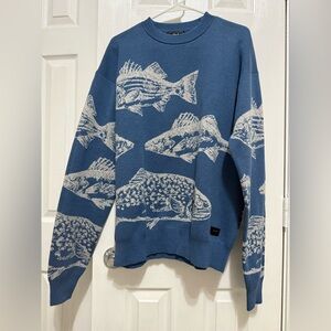 Waggle Men’s Fresh Water Wildknit Crewneck Sweater In Blue Color (Size M).